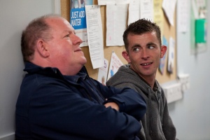 Robbie and his mentor Harry, who have a great relationship in the film.